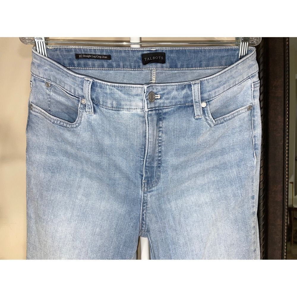 Straight Leg Crop Jeans W/14 Light Blue Wash Talbots KH5741 - Picture 4 of 15